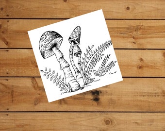 Mushrooms Coloring Page Forest Fungi