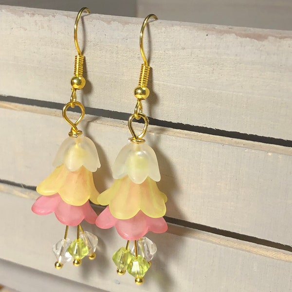 Pink Lemonade Fairy Garden Flower Earrings