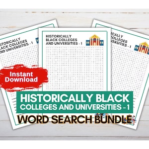 HBCU Word Search Printable Games, Crossword Puzzle Games for Adults, Word Scramble Classroom Games, Friendsgiving Game, Word Search Book
