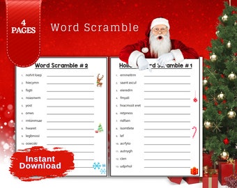 Holiday Word Scramble Game | Holiday Printable Games | Fun Christmas Day Game | Holiday Games | Christmas Party Games | Kids & Adults