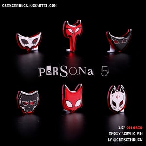Persona 5 Phantom Thief Masks Red Epoxy Acrylic Pins