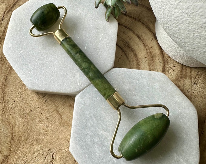 Green Jade Facial Roller, Face Massage Roller, Natural Healing Chakra Beads, Gift for Women, Gift for Her