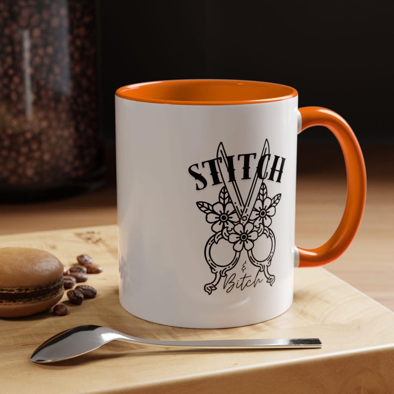 Caneca de ponto, caneca gráfica atrevida para artesãos, tesouras, tesouras imagem 6