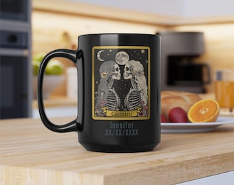 Caneca Gemini, xícara de café preta de 15 oz, zodíaco, amantes da astrologia, tema Gemini, copo decorativo exclusivo, personalizável