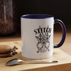 Caneca de ponto, caneca gráfica atrevida para artesãos, tesouras, tesouras imagem 8