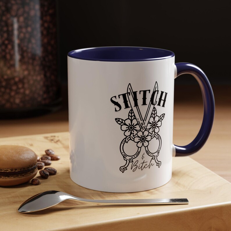 Caneca de ponto, caneca gráfica atrevida para artesãos, tesouras, tesouras imagem 8