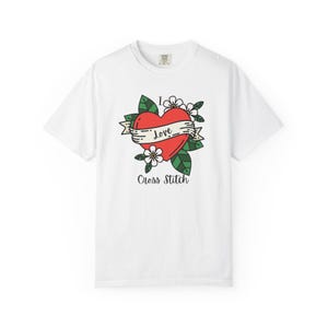 I Love Cross Stitch Unisex Garment-Dyed T-Shirt, Cross Stitch Shirt Bild 6
