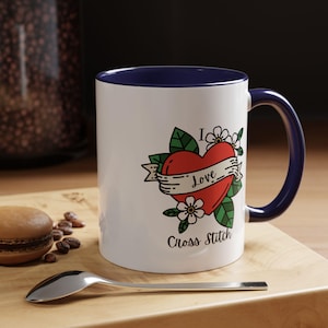 I Love Cross Stitch Coffee Mug, Stitchy Mug, Cross Stitch Mug, Love Cross Stitch, Cross Stitch Drinkware image 4