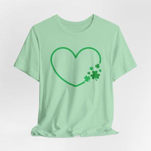 St. Patrick&#39;s Day, Shamrock, Heart, Outline, Lucky, Green, T-Shirt, Unisex