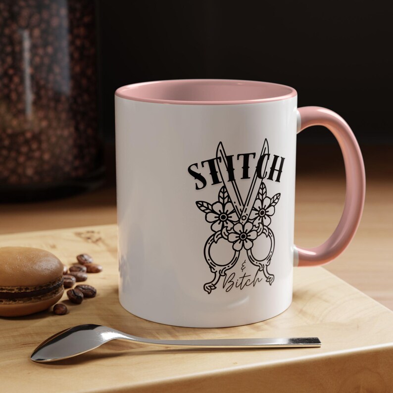 Caneca de ponto, caneca gráfica atrevida para artesãos, tesouras, tesouras imagem 7