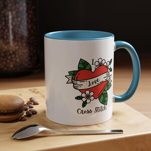 I Love Cross Stitch Coffee Mug, Stitchy Mug, Cross Stitch Mug, Love Cross Stitch, Cross Stitch Drinkware image 8