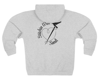 Stitchin With Sandi Unisex Zip Hoodie - Black Font