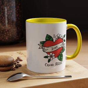 I Love Cross Stitch Coffee Mug, Stitchy Mug, Cross Stitch Mug, Love Cross Stitch, Cross Stitch Drinkware image 5