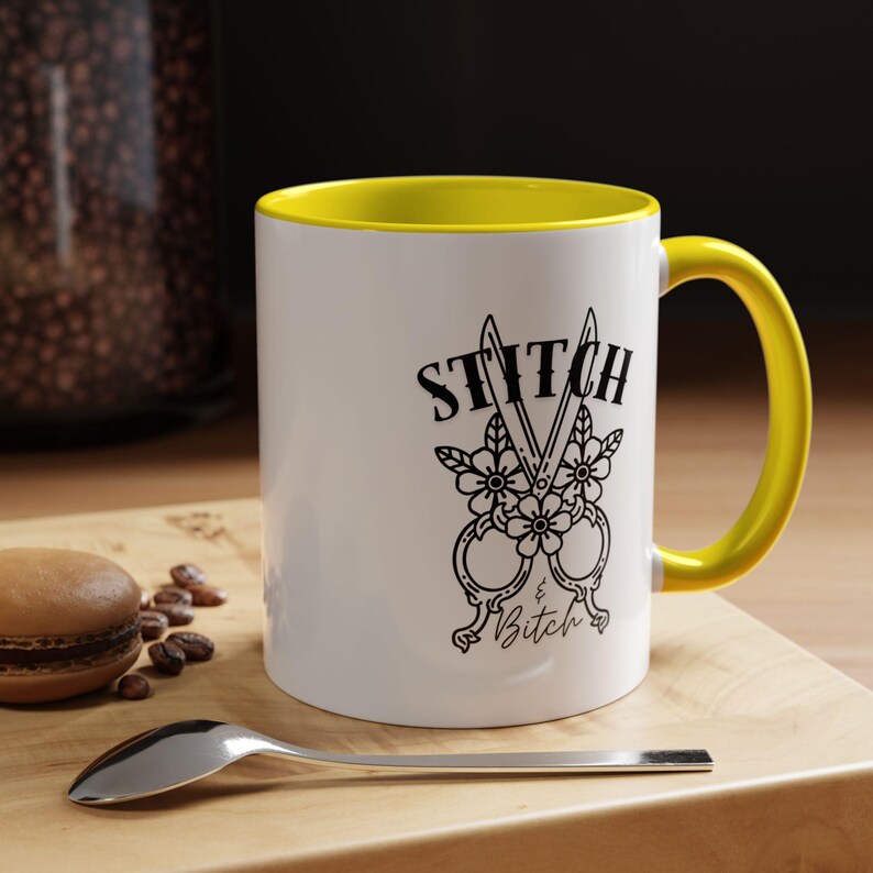 Caneca de ponto, caneca gráfica atrevida para artesãos, tesouras, tesouras imagem 4