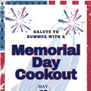 Memorial Day BBQ Invitation, Editable Cookout Party Invite, Canva Template, Digital Download, Patriotic Summer Celebration