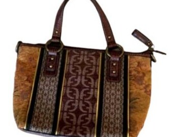 Vintage 90s Fossil Tapestry & Leather Crossbody Bag