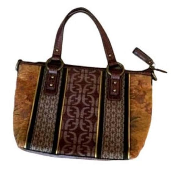 Vintage 90s Fossil Tapestry & Leather Crossbody B… - image 1