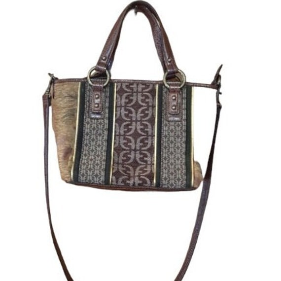 Vintage 90s Fossil Tapestry & Leather Crossbody B… - image 2