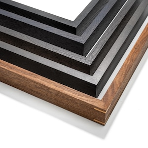 Hardwood Picture Frames - Thin Gallery Style - Walnut, Maple, Ash - Standard and Custom Sizes - Dark Woods - 5/8&quot; Face, 1 3/4&quot; Deep