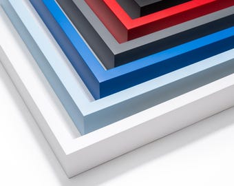 Hardwood Picture Frames - Thin Gallery Style - Painted/Lacquered Maple - Standard and Custom Sizes - Solid Colors - 5/8&quot; Face, 1 3/4&quot; Deep
