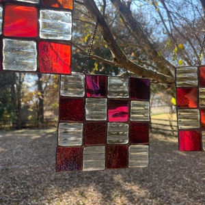 Red Checkered Stained Glass Set