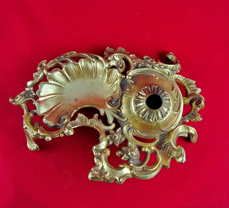 Vintage Art Nouveau Solid Brass Inkwell Stand Etsy