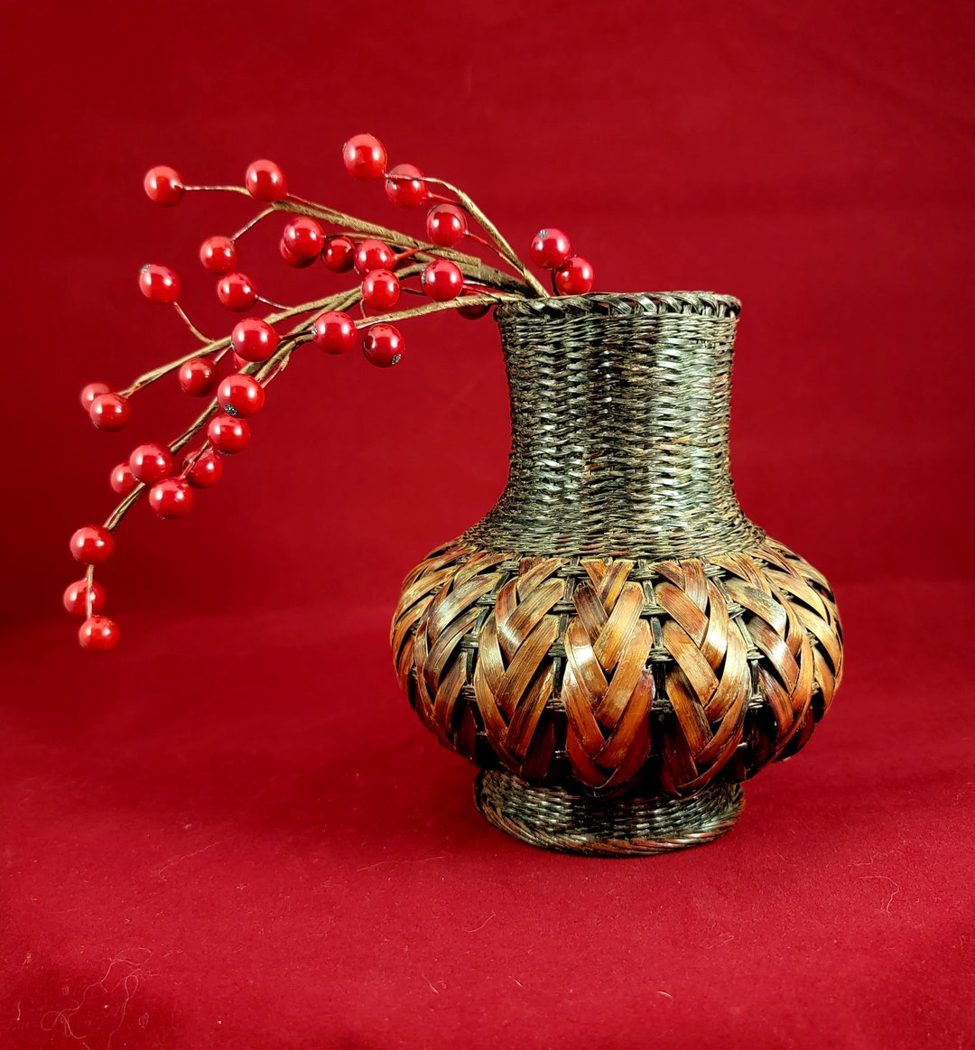 Vintage Japanese Ikebana Vase Cordovan Colored Porcelain Lined 6h Etsy