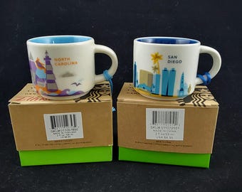 Starbucks You Are Here Collection Demitasse cup Ornaments North Carolina and San Diego 2 Fl Oz sold each