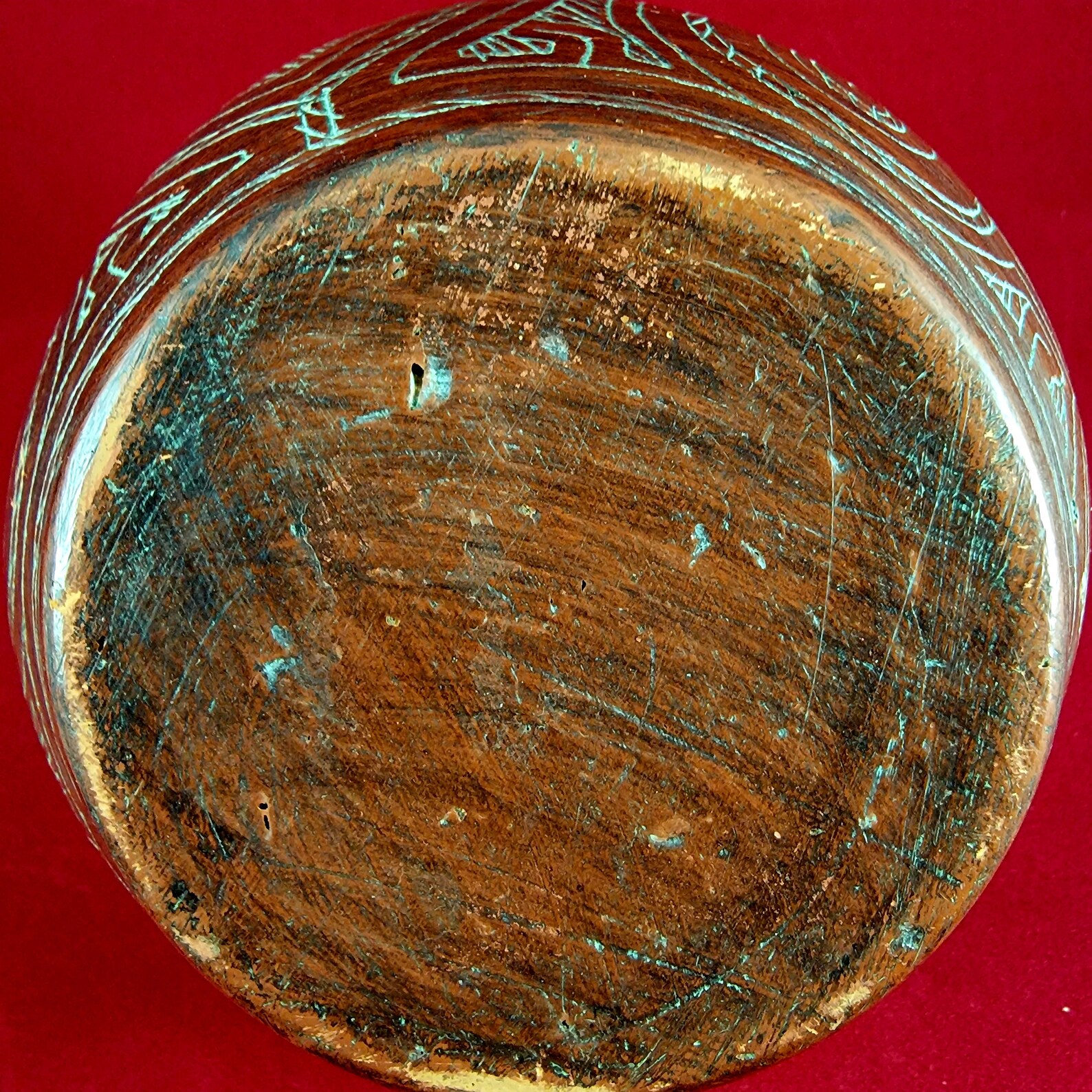 Vintage Brazilian Pottery Vase Amazonian Lacquered and Hand Etched