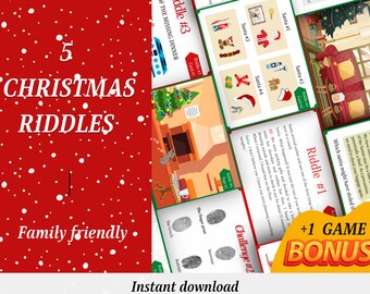 Weihnachts-Rätsel-Spiel | Druckbare Rätsel Rätsel | Familienfreundlich | Sofortiger Download