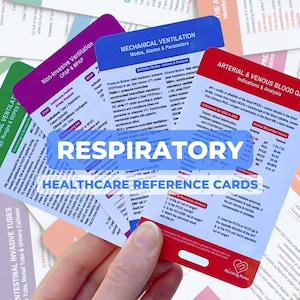 Respiratory and Ventilation Nurse Reference Cards, Nursing School, New Grad, Student Nurse, ICU, ER, ED, Critical Care, Nursing, Nurse Gift