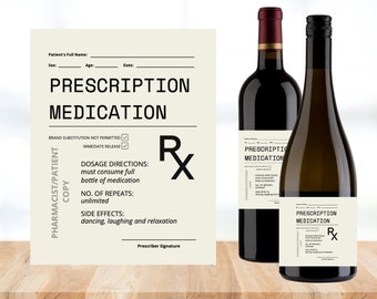 Prescription Wine Label: Doctor Nurse Gift (Printable)