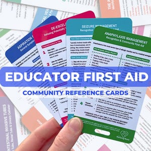 Educator First Aid Reference Cards, Anaphylaxis, Seizure, Choking, Aspiration Community First Aid for Teachers, Childcare Workers, Prompt