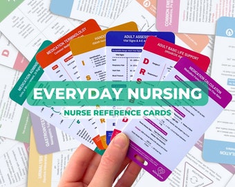 Everyday Nursing Reference Cards, Common Nursing Concepts, Nursing School, New Grad, Student Nurse, General, Med Surg, Critical Care