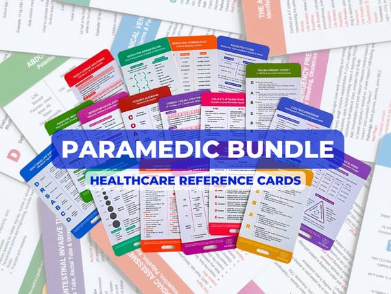 Paramedic Reference Cards, First Responder Prompt Cards, Medic, Paramedic New Grad, Clinical Reference Card Packs, Nursing Reference Bundle