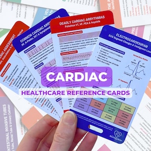 Cardiac Nursing Reference Badge Reel Card for Nurses, New Grad RN's, Student Nurse, ICU, ED, Emergency, Critical Care Nurse