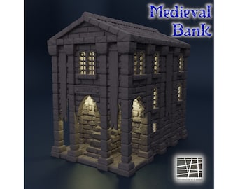 Medieval Bank 3D Print, Building Terrain, Tabletop Miniature, D&D DnD, City Vault, 28mm, 32mm, TTRPG Model, Combat Playable
