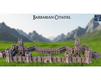 Barbarian Citadel Miniature, Primitive Fort Model, Stone Fortress Base, Brutalist Center Terrain, Rock Bastion Building
