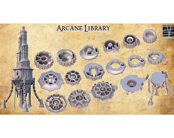 Arcane Library Miniature, Floating Magic Archives Model, Mythic Spire Building, Floating Tower Terrain, 28mm Terrain, 32mm, 15mm, HO scale