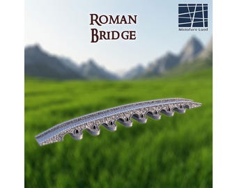 Roman Bridge 3D Print, Stone Bridge Terrain, Tabletop Cobblestone Walkway Miniature, D&D DnD, TTRPG Model, Combat Playable, Painted