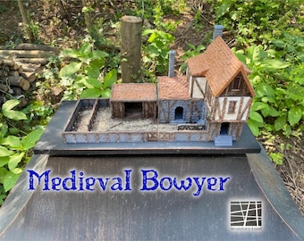 Medieval Bowyer 3D Print, Building Terrain, Tabletop Miniature, D&D DnD, Archery Fletcher Merchant, 28mm, 32mm, TTRPG Model, Combat Playable