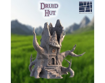 Druid Hut Model, Witch Home Miniature, Hag Hovel Building, Tabletop Shaman shack Shrine, 28mm, 32mm, 15mm, HO scale, Dungeons & Dragons