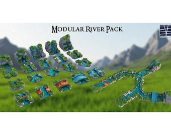 Modular River Pack, Miniature Stream Model, Brook Diorama, Creek Tiles, Mini Water Feature Mix