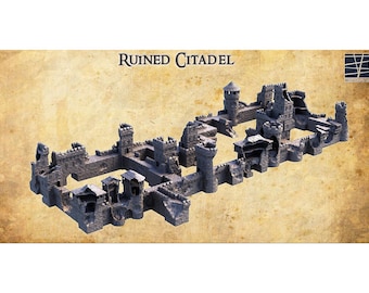 Ruined Citadel Miniature, Fort Ruins Model, Destroyed Stone Fortress Terrain, Modular Castle Remains, Rock Bastion Rubble Wreckage Building