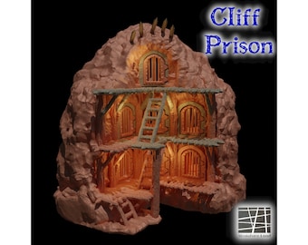 Old Cliff Prison 3D Print, Building Terrain, Tabletop Miniature, D&D DnD, Jail Cell , 28mm, 32mm, TTRPG Model, Combat Playable
