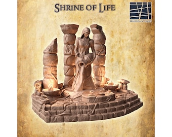 Shrine of Life Model, Pitcher Lady Miniature, Fountain Of Youth Building, Ruined Sanctum of Peace Print