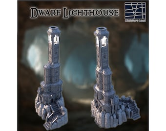 Dwarf Lighthouse Model, Dwarven Tower Miniature, Miner Spire Building, Tabletop Underground Citadel
