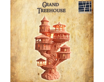 Grand Treehouse, Elven Tree House, Elf Base, Forest Home Miniature, Woods Hut Building