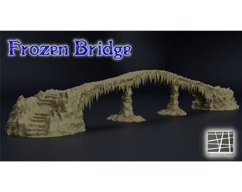 Frozen Bridge 3D Print, Ice Environment Terrain, Tabletop Miniature, D&D DnD, 28mm, 32mm, TTRPG Model, Combat Playable, Painted
