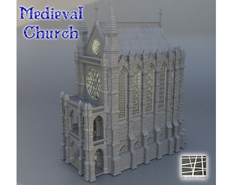 Medieval Reliquary Church 3D Print, Building Terrain, Tabletop Miniature, D&D DnD, Temple, Town Village City, Holy Cleric, Model, Painted